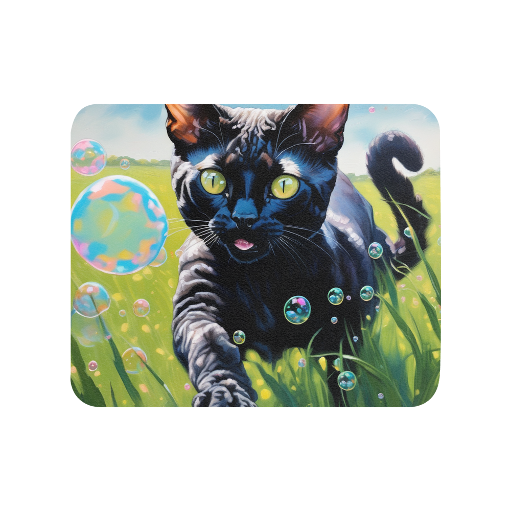 PugMug Custom Black Devon Rex Cat Mouse Pad