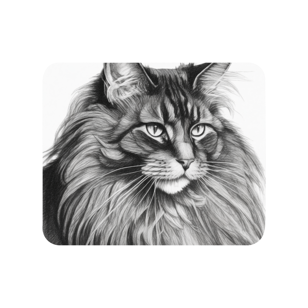 PugMug Custom Black Maine Coon Cat Mouse Pad