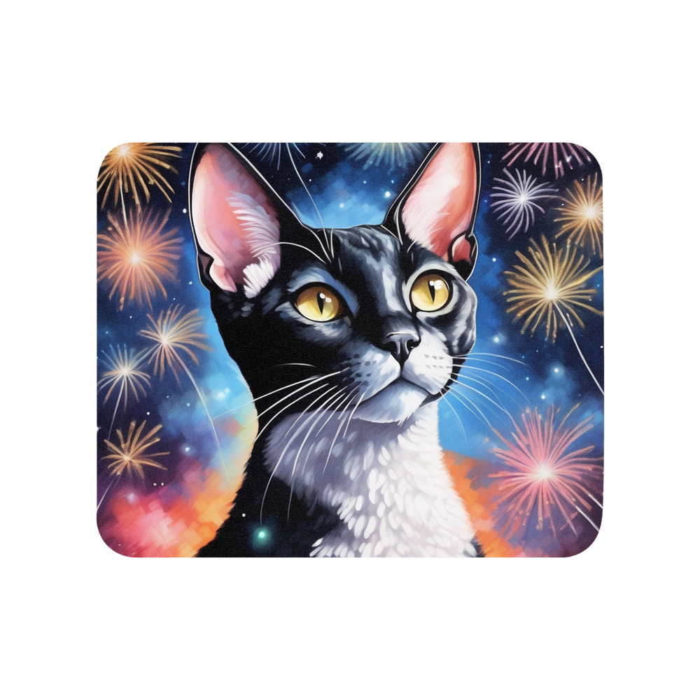 PugMug Custom Black Devon Rex Cat Mouse Pad