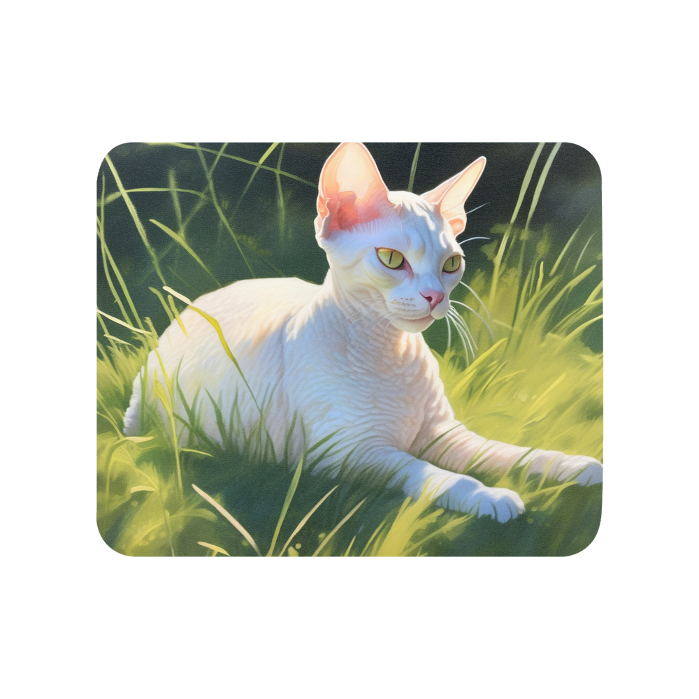 PugMug Custom White Devon Rex Cat Mouse Pad