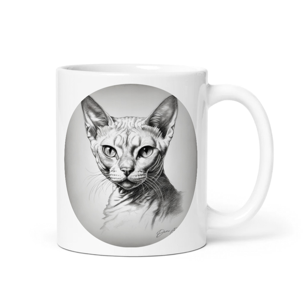 PugMug Custom White Devon Rex Cat Mug