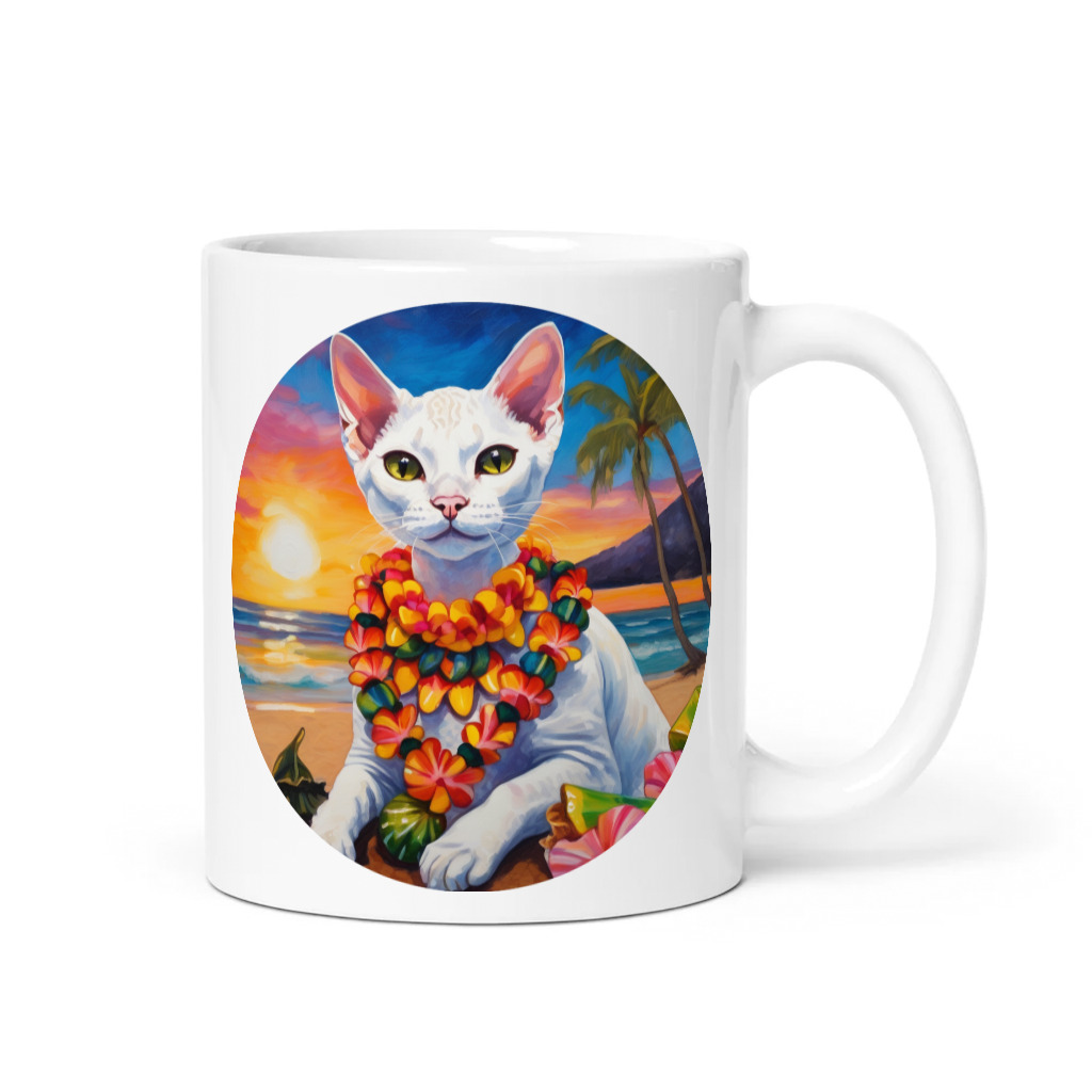 PugMug Custom White Devon Rex Cat Mug