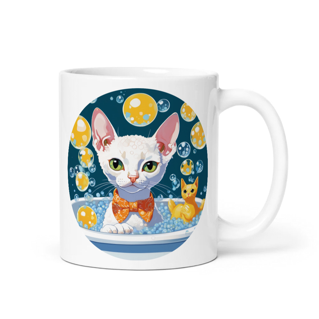 PugMug Custom White Devon Rex Cat Mug