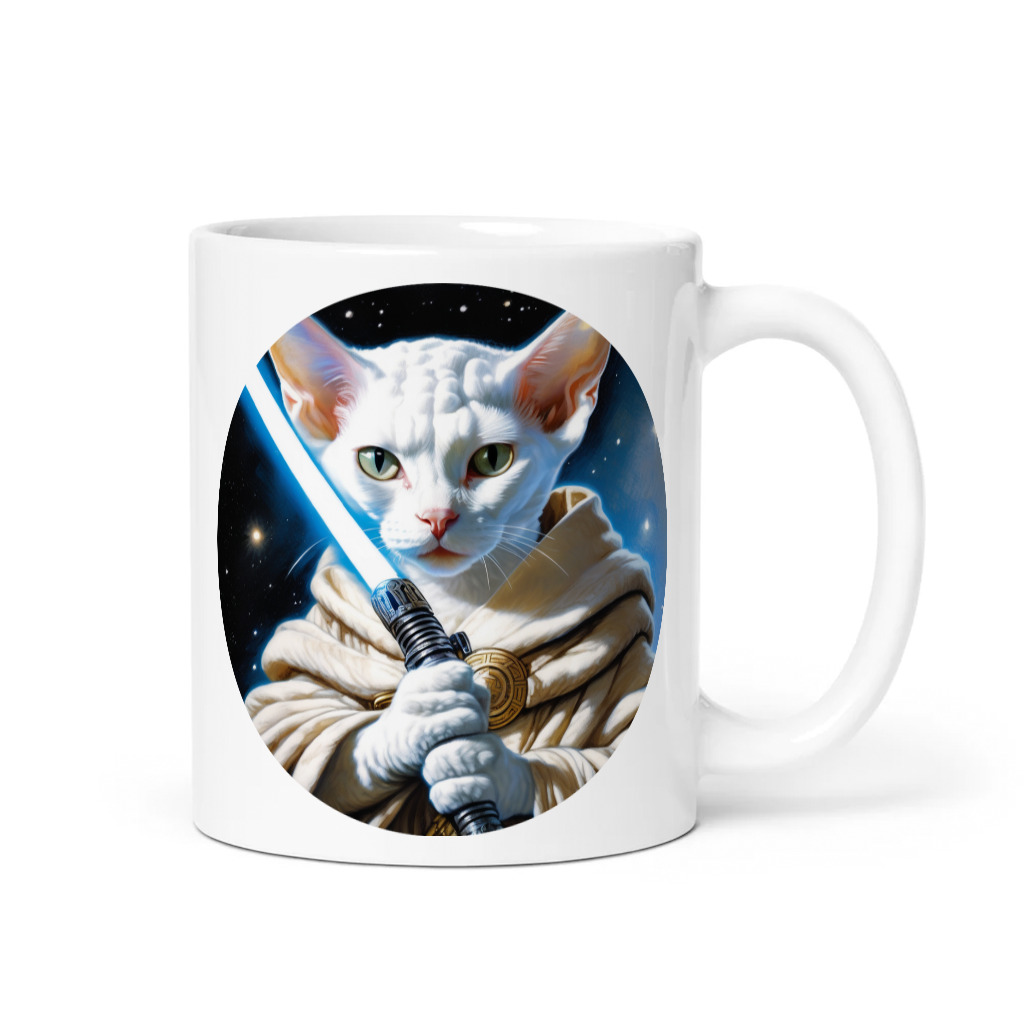 PugMug Custom White Devon Rex Cat Mug