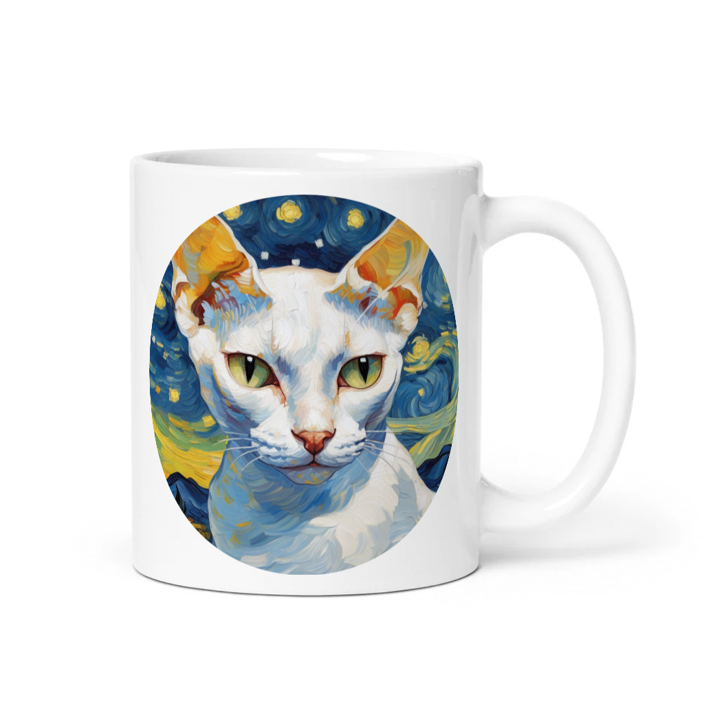 PugMug Custom White Devon Rex Cat Mug