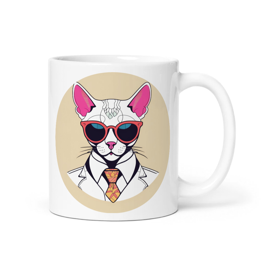 PugMug Custom White Devon Rex Cat Mug