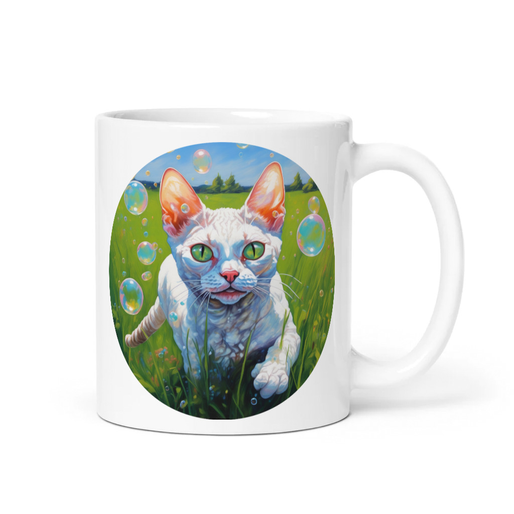 PugMug Custom White Devon Rex Cat Mug