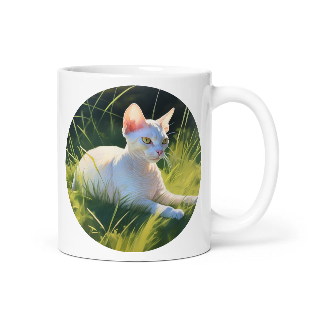 PugMug Custom White Devon Rex Cat Mug