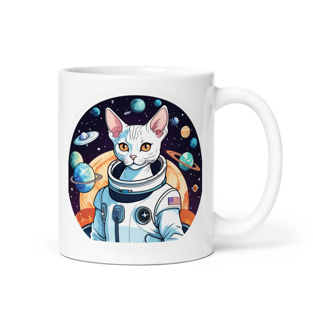 PugMug Custom White Devon Rex Cat Mug