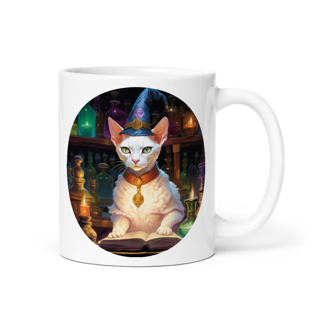 PugMug Custom White Devon Rex Cat Mug