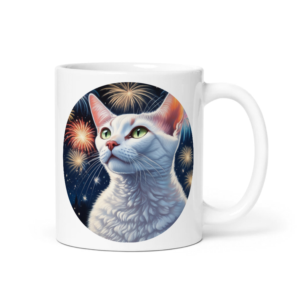 PugMug Custom White Devon Rex Cat Mug