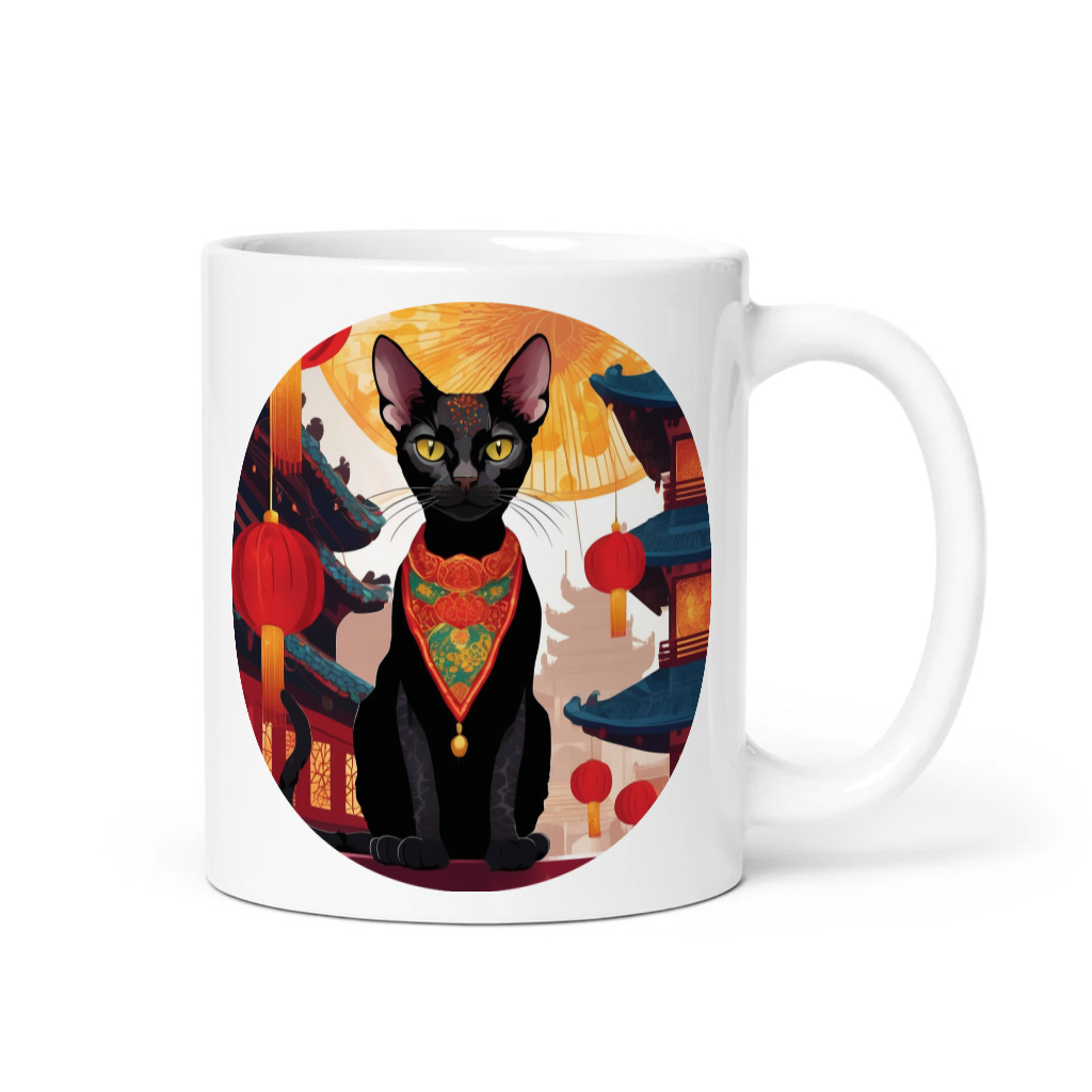 PugMug Custom Black Devon Rex Cat Mug