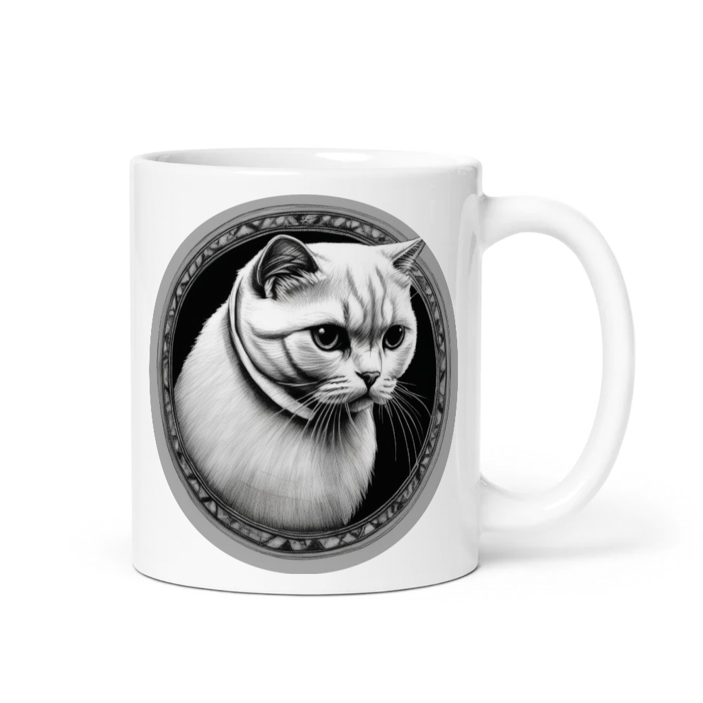 PugMug Custom White Scottish Fold Cat Mug