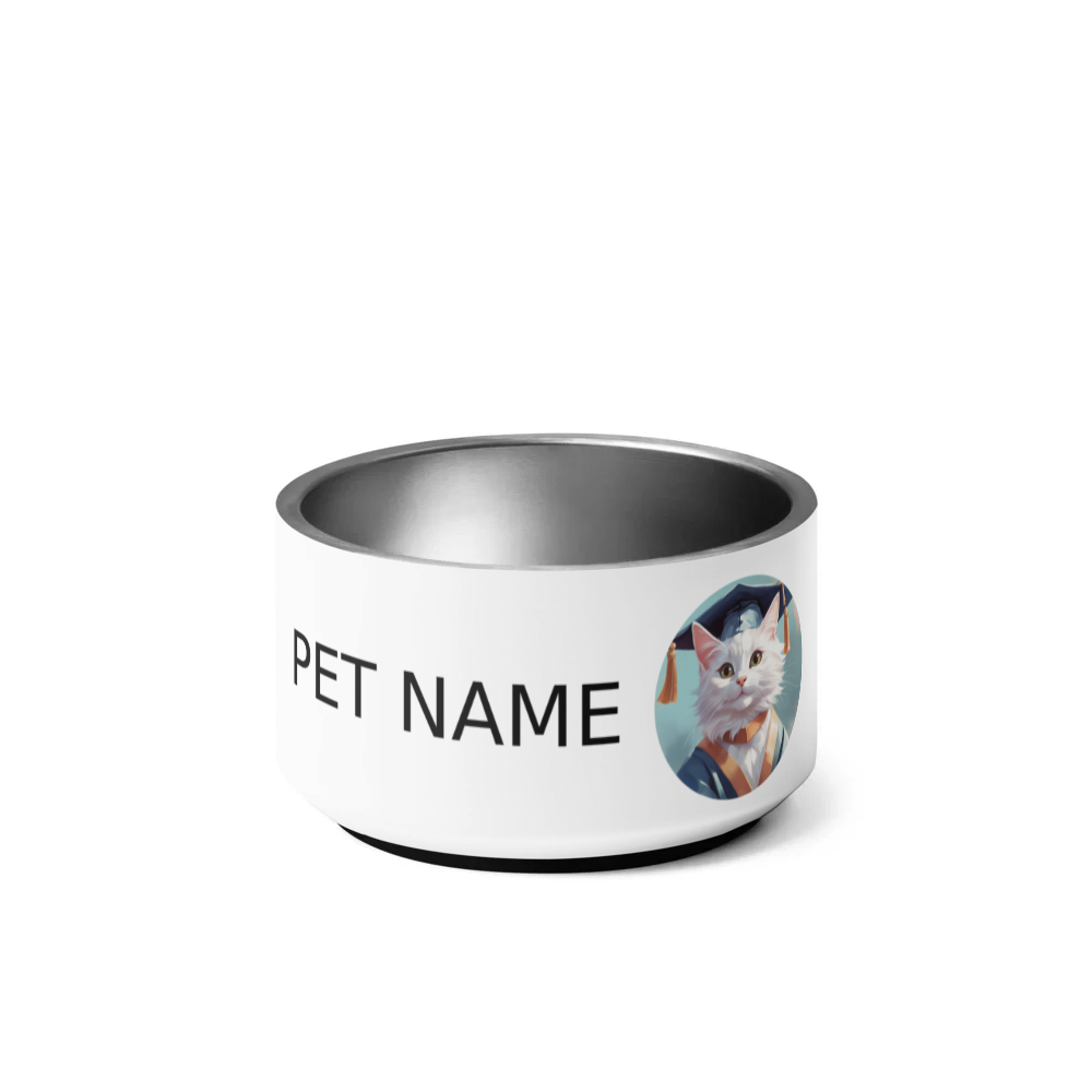 PugMug Custom White Companion Cat Pet Bowl