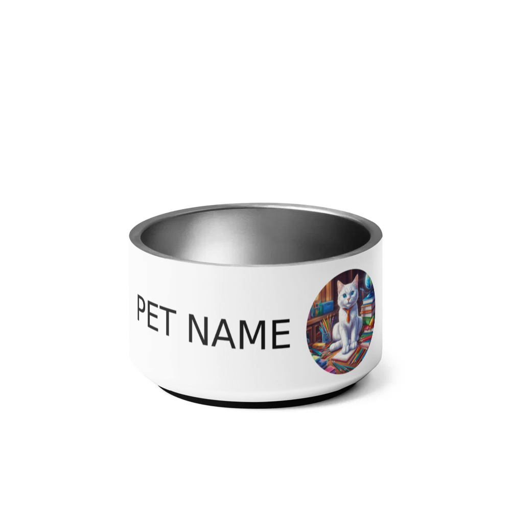PugMug Custom White Companion Cat Pet Bowl
