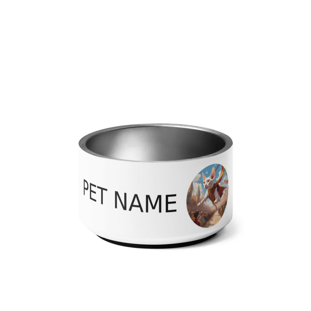PugMug Custom White Sphynx Cat Pet Bowl