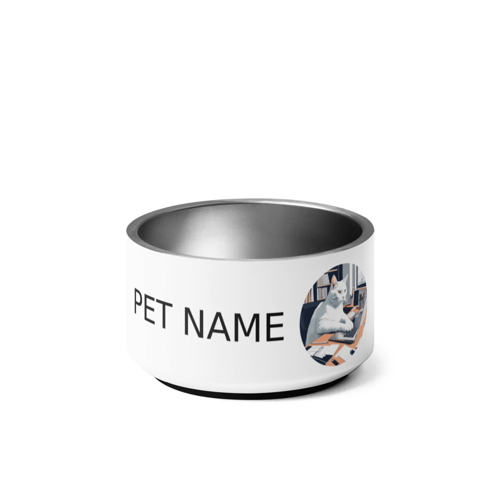 PugMug Custom White Companion Cat Pet Bowl