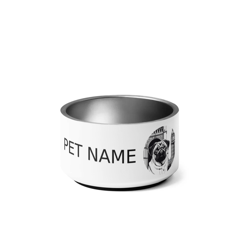 PugMug Custom Black Pug Pet Bowl