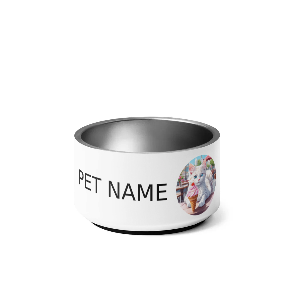 PugMug Custom White Companion Cat Pet Bowl