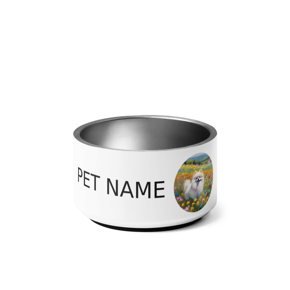 PugMug Custom White Pomeranian Pet Bowl