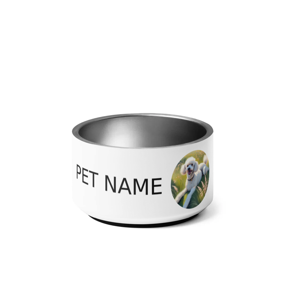 PugMug Custom White Poodle Pet Bowl