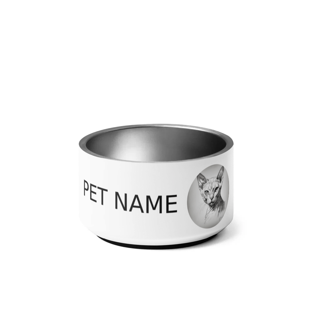 PugMug Custom White Devon Rex Cat Pet Bowl