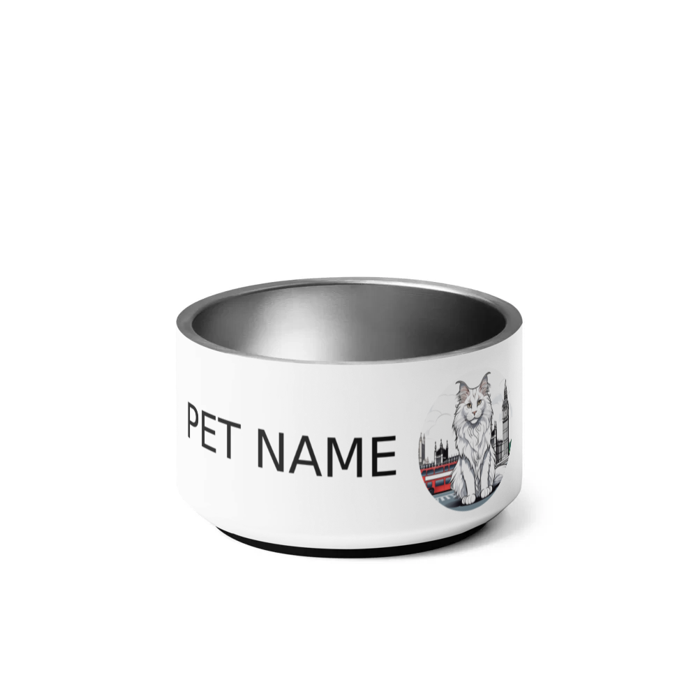 PugMug Custom White Maine Coon Cat Pet Bowl