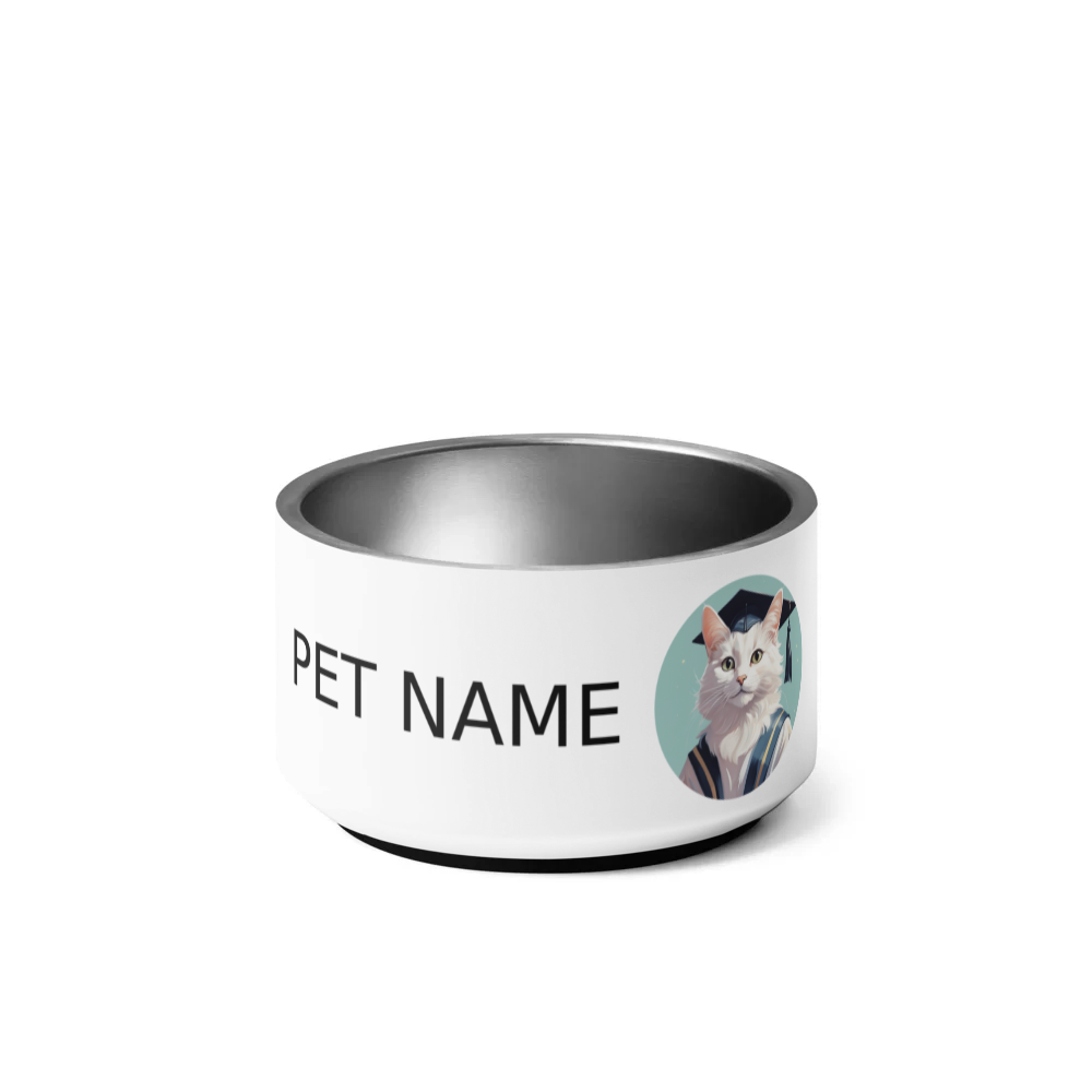 PugMug Custom White Companion Cat Pet Bowl