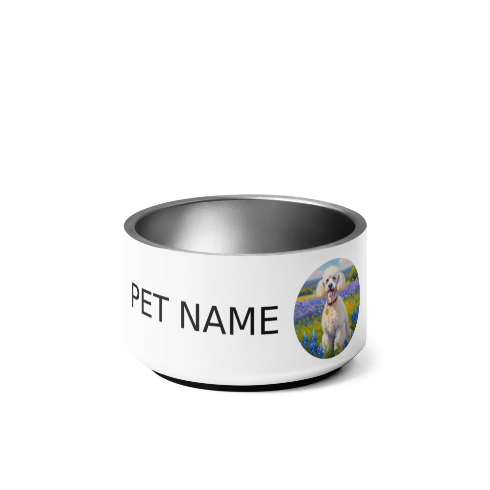 PugMug Custom White Poodle Pet Bowl
