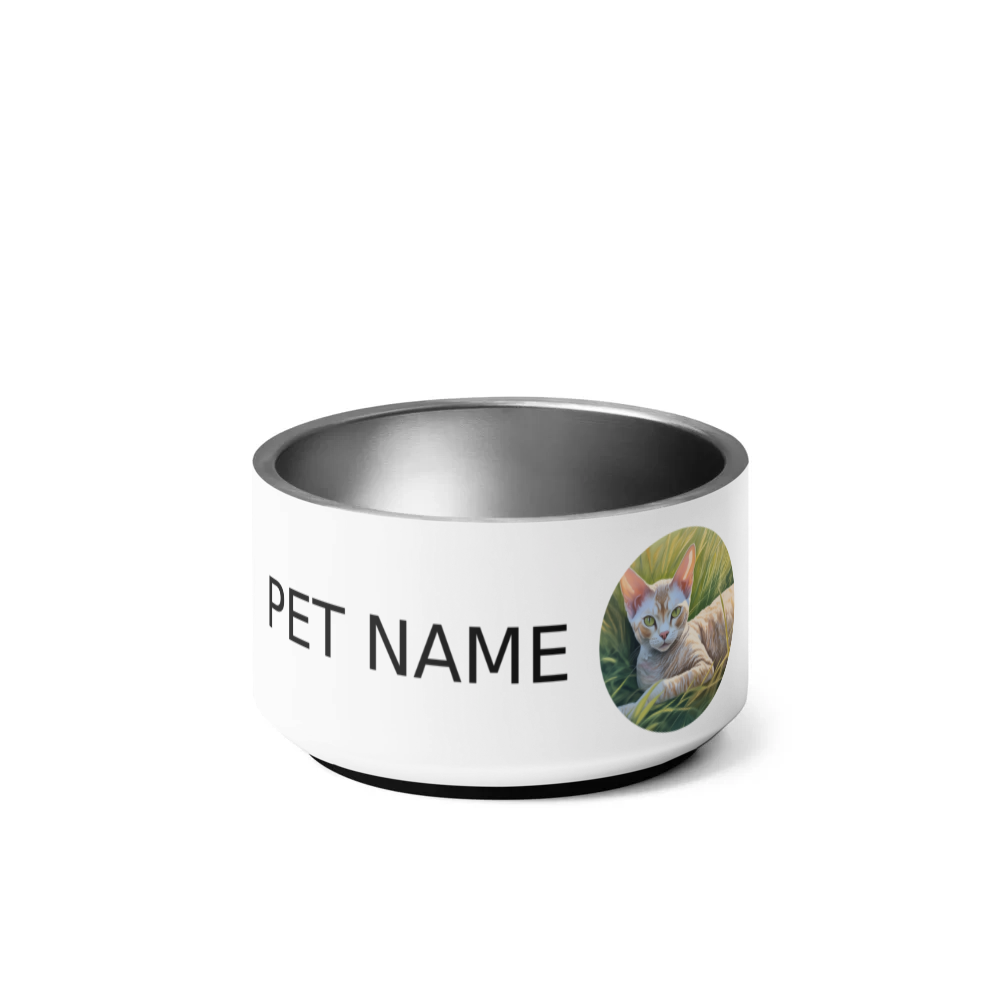 PugMug Custom Tabby Devon Rex Cat Pet Bowl