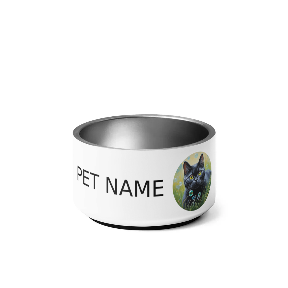 PugMug Custom Black British Shorthair Cat Pet Bowl