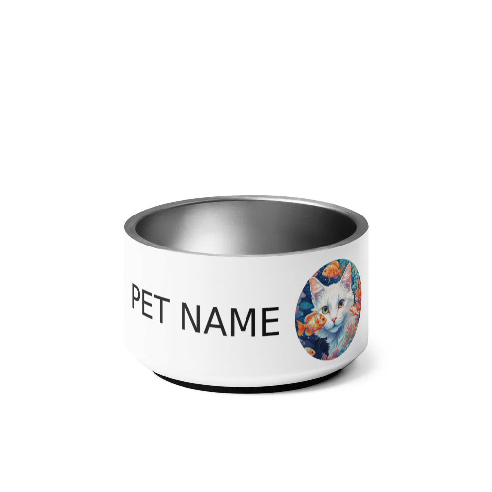 PugMug Custom White Companion Cat Pet Bowl