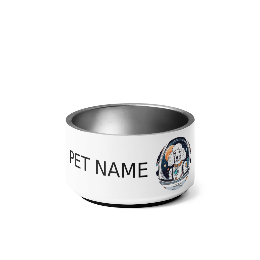 PugMug Custom White Poodle Pet Bowl