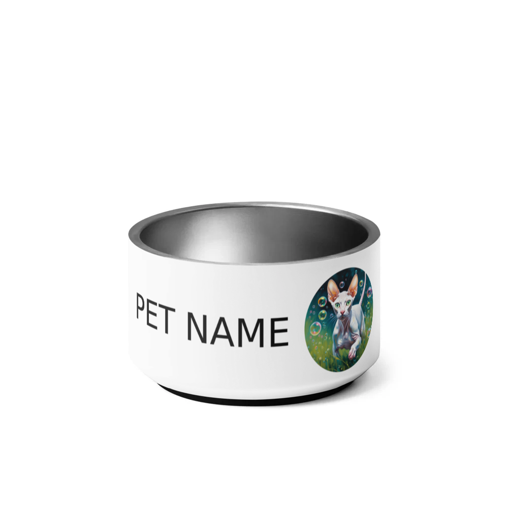 PugMug Custom White Sphynx Cat Pet Bowl