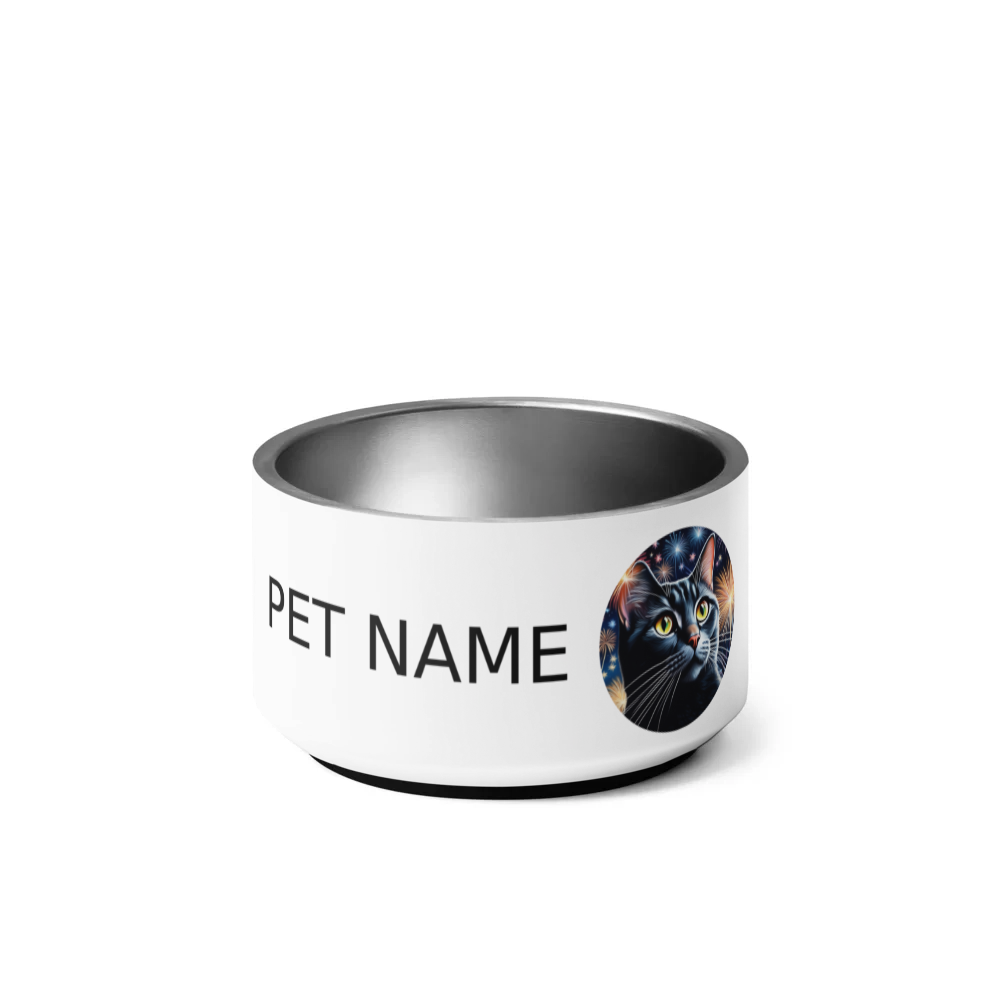PugMug Custom Black American Shorthair Cat Pet Bowl