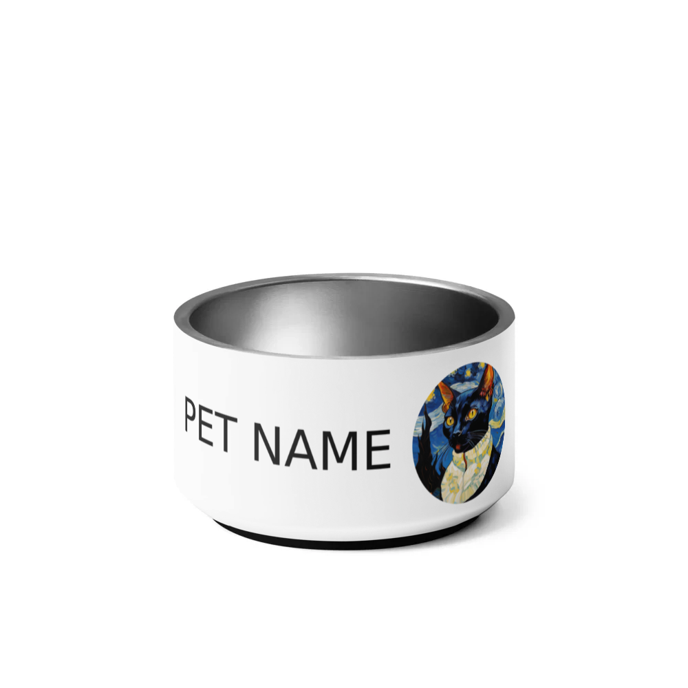 PugMug Custom Black Devon Rex Cat Pet Bowl