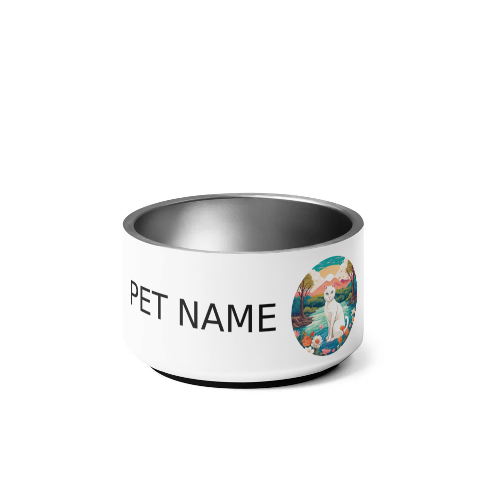 PugMug Custom White Companion Cat Pet Bowl