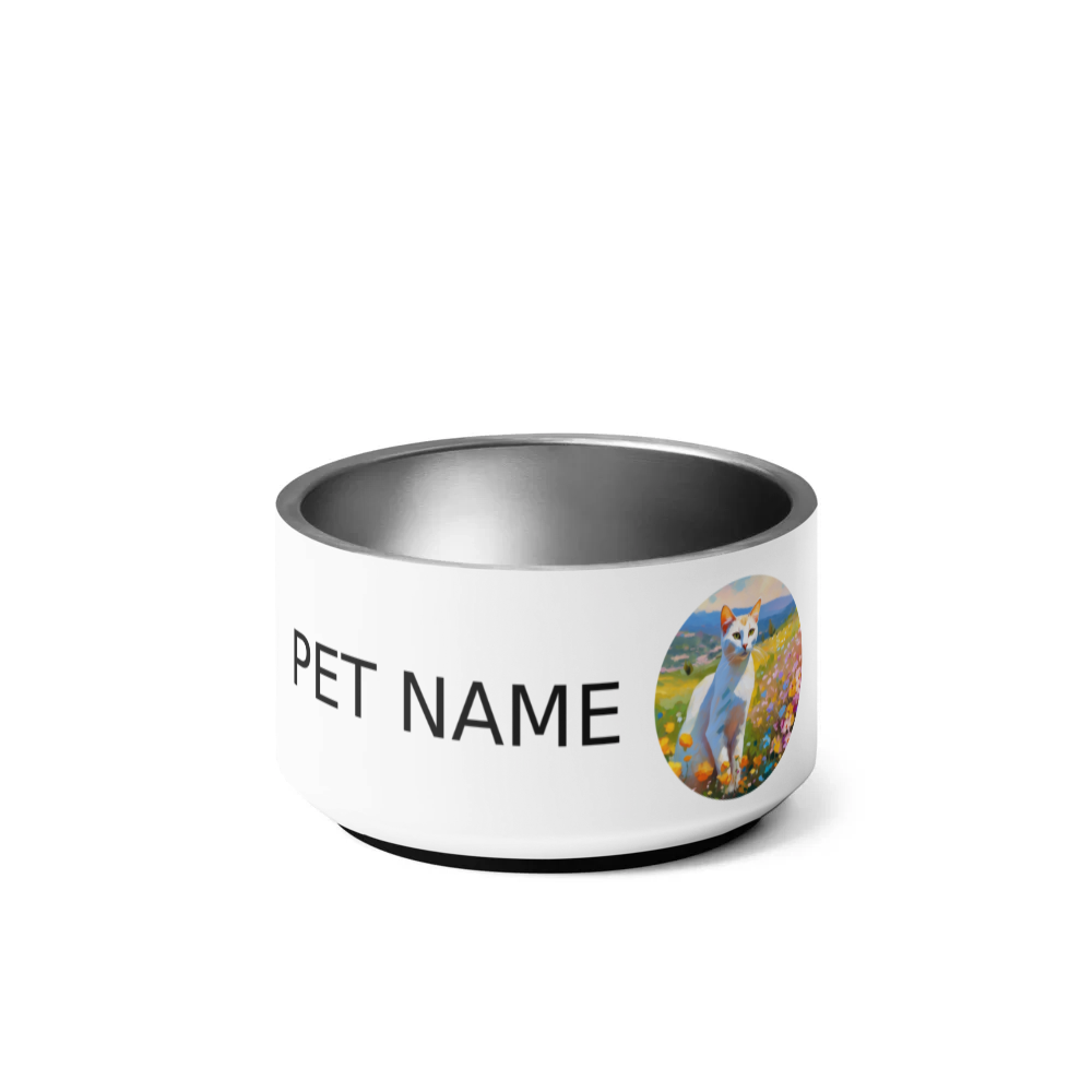 PugMug Custom White Abyssinian Cat Pet Bowl