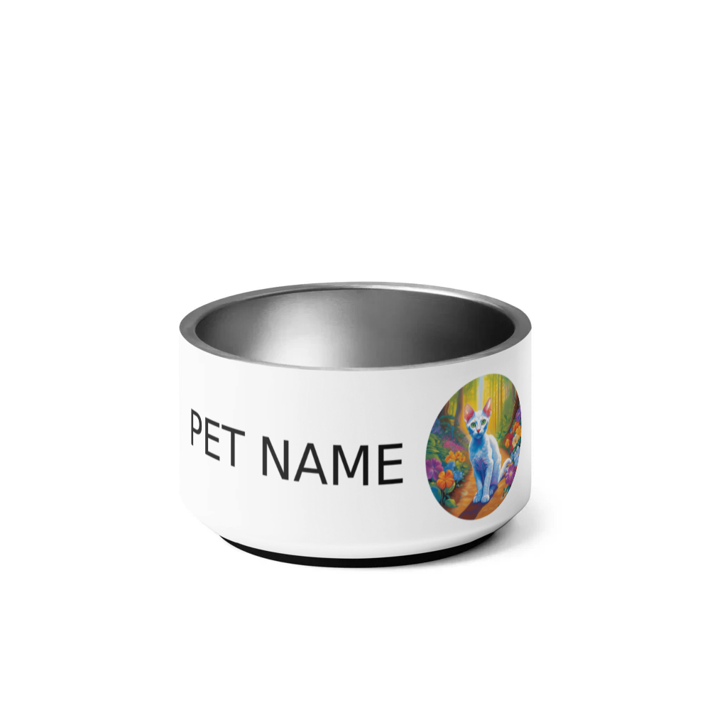 PugMug Custom White Devon Rex Cat Pet Bowl