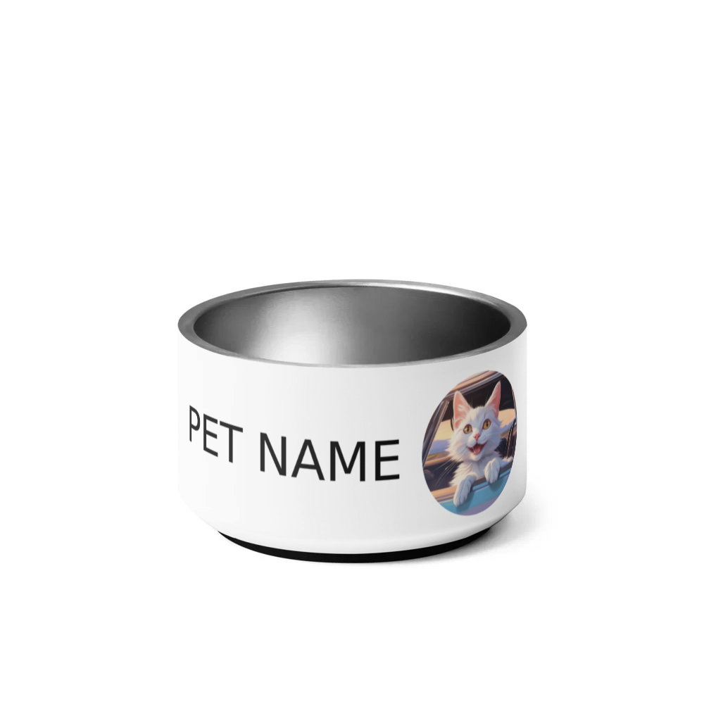 PugMug Custom White Companion Cat Pet Bowl