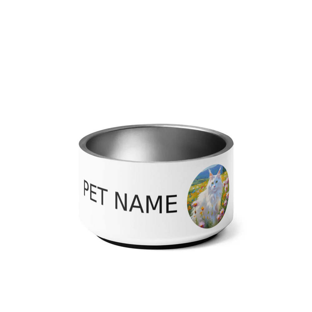 PugMug Custom White Maine Coon Cat Pet Bowl
