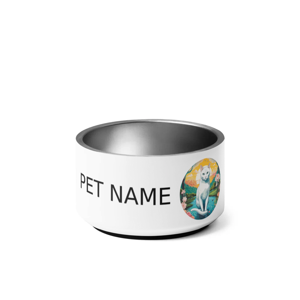 PugMug Custom White Companion Cat Pet Bowl