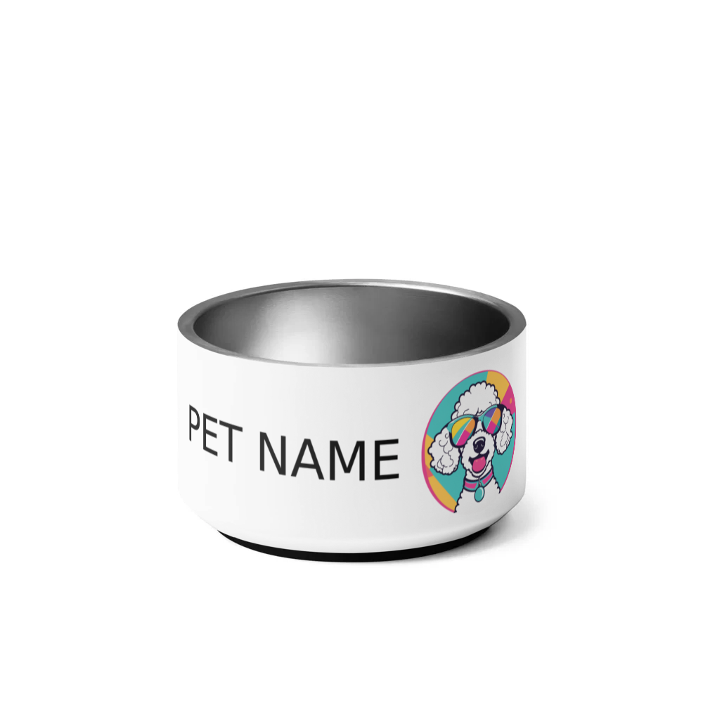 PugMug Custom White Poodle Pet Bowl