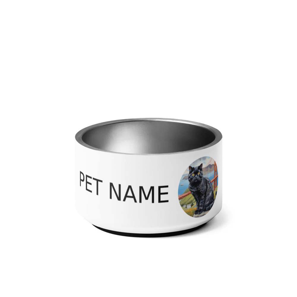 PugMug Custom Black Scottish Fold Cat Pet Bowl