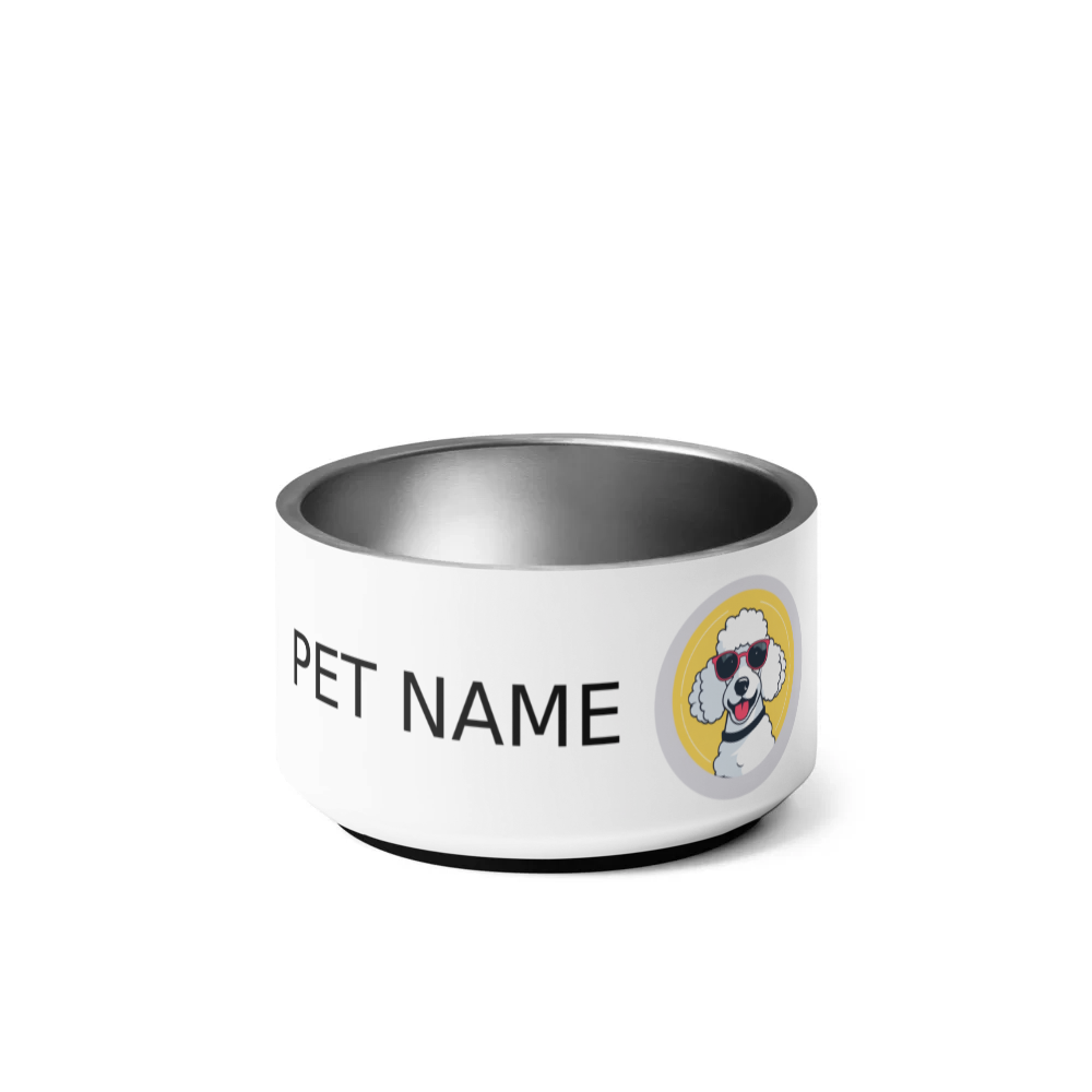 PugMug Custom White Poodle Pet Bowl
