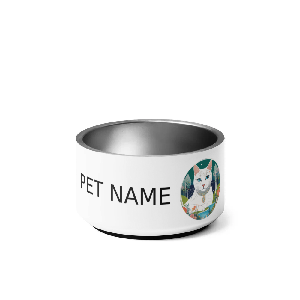 PugMug Custom White Companion Cat Pet Bowl