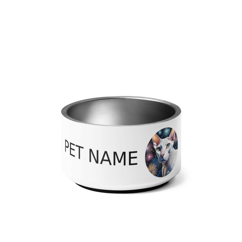 PugMug Custom White Sphynx Cat Pet Bowl