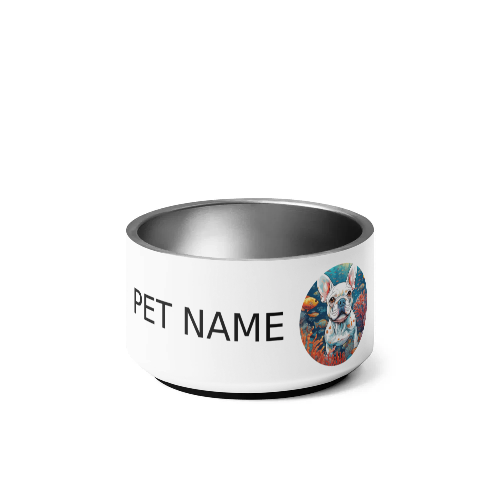 PugMug Custom White French Bulldog Pet Bowl