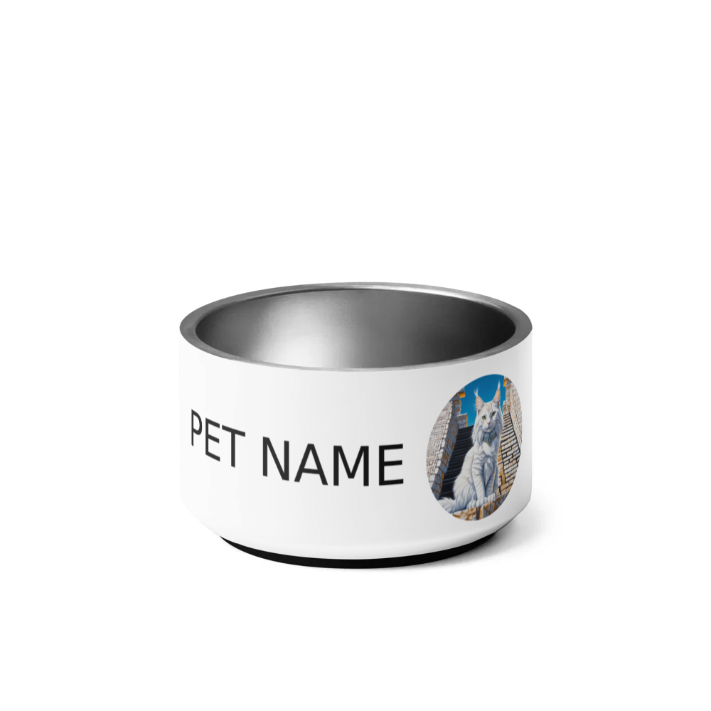 PugMug Custom White Maine Coon Cat Pet Bowl