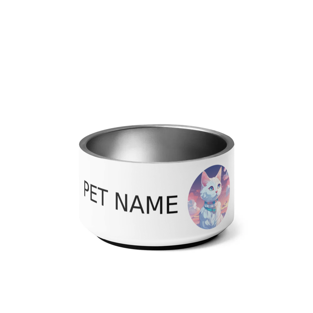 PugMug Custom White Companion Cat Pet Bowl